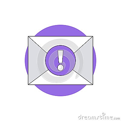Closed postal envelope with an exclamation mark Vector Illustration