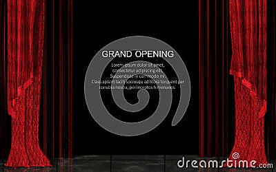 Closed Red Stage Curtain Realistic. Grand Opening Concept Stock Photo