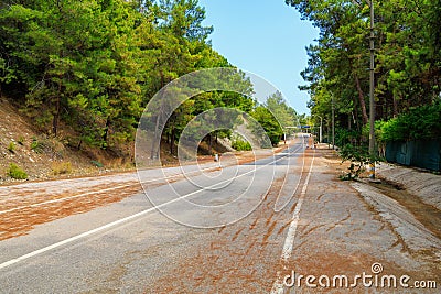 The closed road to the tunnel is a local landmark. August 7, 2022 Beldibi, Antalya province, Turkey Editorial Stock Photo