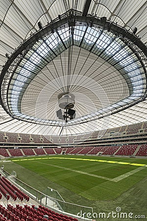 Closed roof in Warsaw National Stadium, Poland Editorial Stock Photo