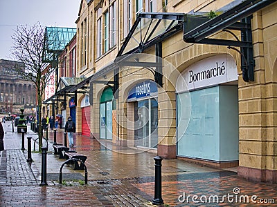 Closed shops on Friargate in the City of Preston, Lancashire in the north of the UK Editorial Stock Photo