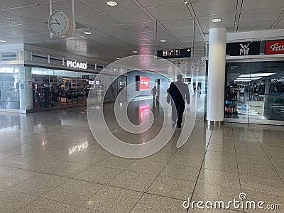 Closed shops at Munich airport because epidemic Editorial Stock Photo