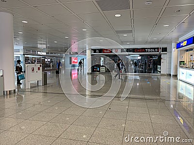 Closed shops at Munich airport because epidemic Editorial Stock Photo