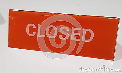 Closed Sign With Orange Colour Stock Photo