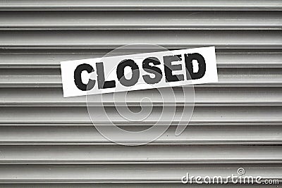 Closed Sign Shutter Door Stock Photo