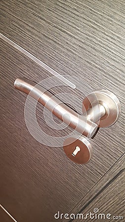 Closed silver modern interroom door handle Stock Photo
