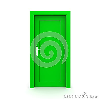 Closed Single Green Door Stock Photo