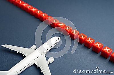 Closed sky for flights. The aircraft cannot enter closed airspace. Stock Photo