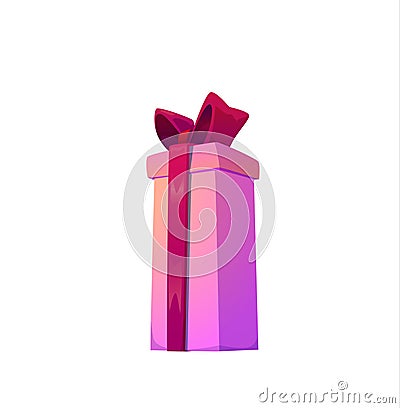 Closed present gift box with holiday wrapping and ribbon bow. Vector EPS10 Vector Illustration
