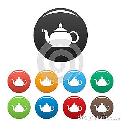 Closed teapot icons set color vector Vector Illustration