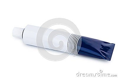 Closed tube of ointment or cream isolated on white Stock Photo