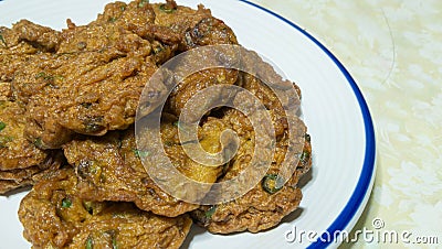 Closed up fried fish patty Stock Photo