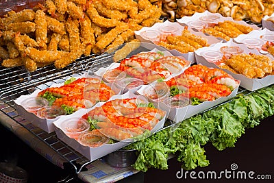 Closed up Fried shrimp street Thai food Stock Photo