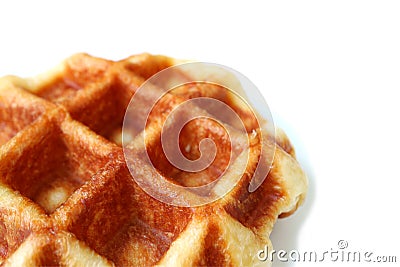 Closed up a Mouthwatering Belgian Waffle Isolated on White Background with Free Space for Design or Text Stock Photo