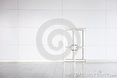 Closed white door in empty office Stock Photo