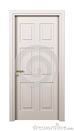 Closed White Door Isolated Stock Photo