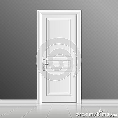 Closed white entrance door vector illustration Vector Illustration