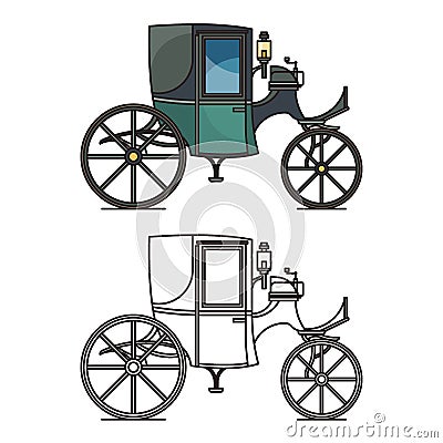 Closed XIX century automobile or electric coupe, Vector Illustration