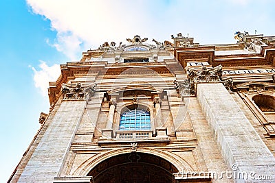 Closer look at the detail of facade of basilica of St. Peter Editorial Stock Photo
