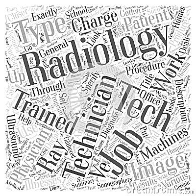 A Closer Look At Radiology Technician Jobs word cloud concept background Stock Photo