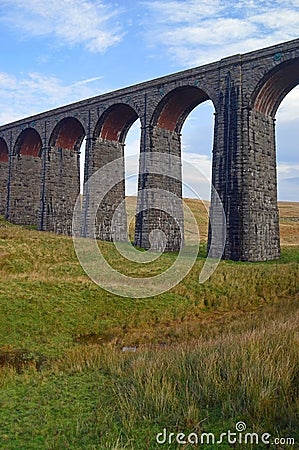 Closer view of the Ribblehead Viaduct eastern side, UK Stock Photo