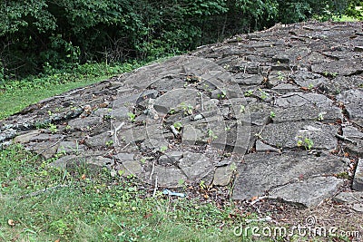 Closer view of Stone Mound at Fort Ancient Stock Photo