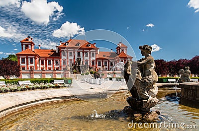 Closer view to fountain in front of Troja Palace, Prague Stock Photo