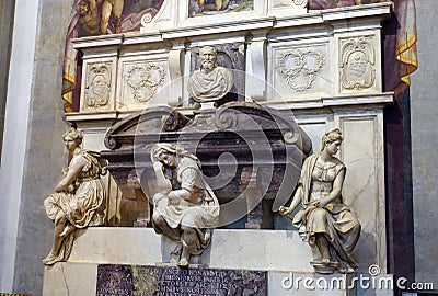 Detail, Tomb of Michelangelo, Basilica of Santa Croce, Florence, Italy Stock Photo