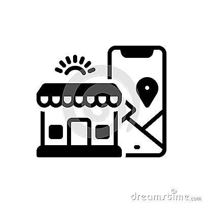 Black solid icon for Closest, near and location Stock Photo