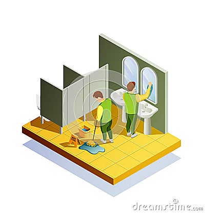 Closet Cleaning Isometric Composition Vector Illustration
