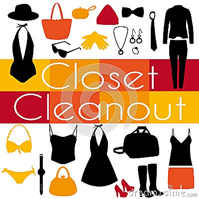 Closet cleanout multicolored poster. Vector Illustration