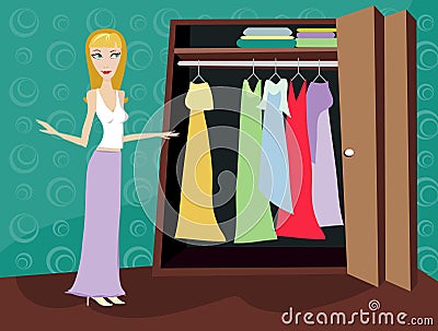 Closet of Clothes - Blonde Stock Photo