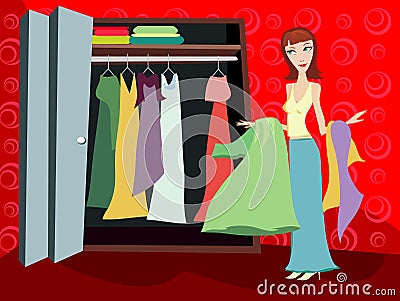 Closet of Clothes - Brunette Vector Illustration