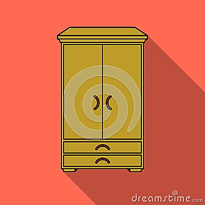 Closet icon in flat style isolated on white background. Furniture and home interior symbol stock vector illustration. Vector Illustration