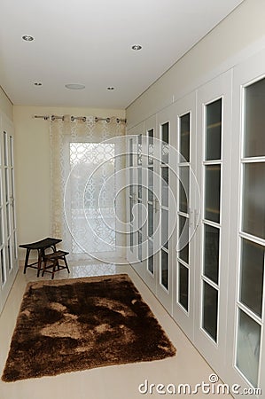 Closet - White Dressing Room - Luxury Home Stock Photo