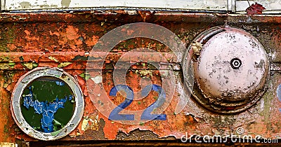 Abandoned Trolley Car HeadLight and Bell Stock Photo
