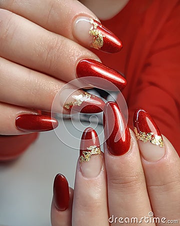 Closeup ahot of red nails. Stock Photo
