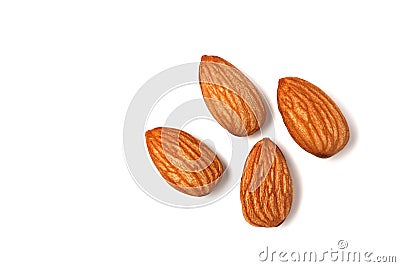 Closeup almonds nut isolated on white background Stock Photo