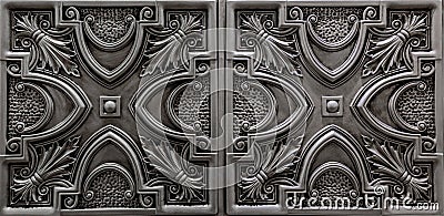 Nice amazing luxury view of textured detailed, dark silver, metallic ceiling tiles background Stock Photo