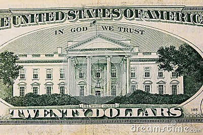 Closeup of american twenty dollars banknote Stock Photo