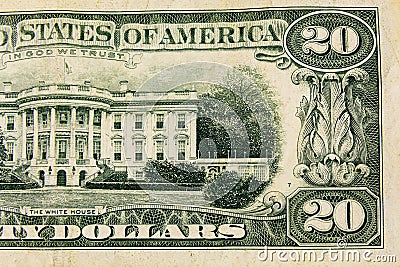 Closeup of american twenty dollars banknote Stock Photo