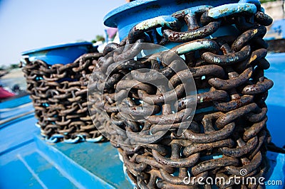 Closeup of anchor chain Stock Photo