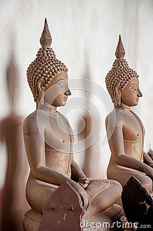 Closeup ancient buddha Stock Photo