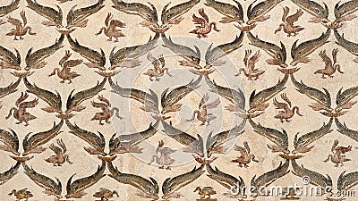 Closeup of an ancient Roman mosaic. Stock Photo
