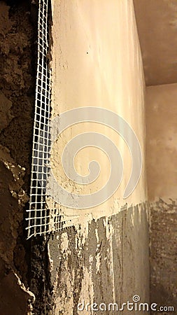 Closeup for applying plaster on the walls Stock Photo