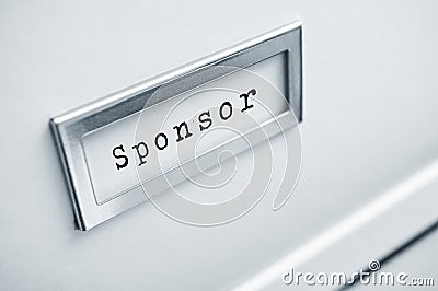 archive cardboard with sticker with word : Sponsor Stock Photo