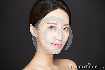 Closeup asian beauty face isolated Stock Photo