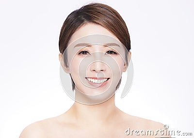 Closeup asian beauty face with skin care healthy Stock Photo