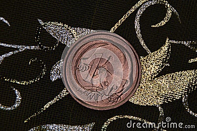Closeup of an Australian 1 cent coin. Stock Photo