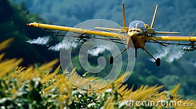 A closeup of an automated crop duster with hightech sensors and cameras attached scanning the crops for potential Stock Photo